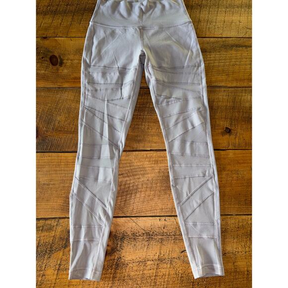 Lululemon Wunder Under Light Gray Pant High Rise Tech Mesh Leggings Size 8 - Picture 1 of 8